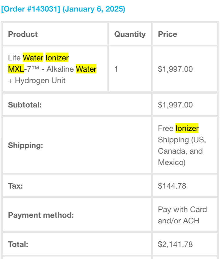 Life Ionizers MXL-7™ Alkaline Water Ionizer + Hydrogen Boost Unit