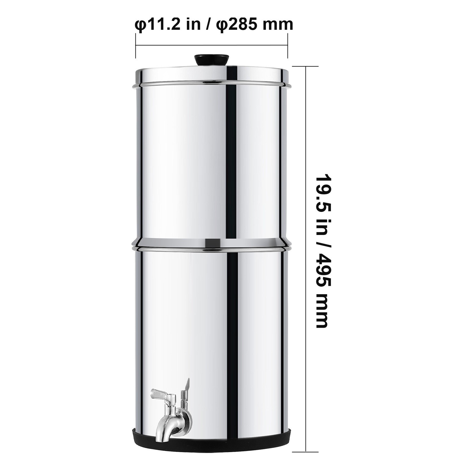 Water Purification Unit, Gravity-Driven, 2.25G Capacity in 304 Stainless-Steel