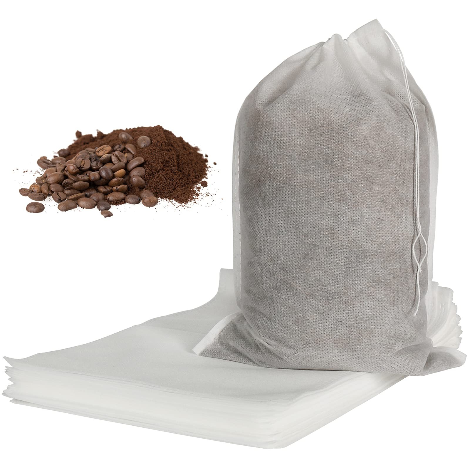 50pcs No Mess Large Cold Brew Bags, 8×12 inch Disposable inch, White