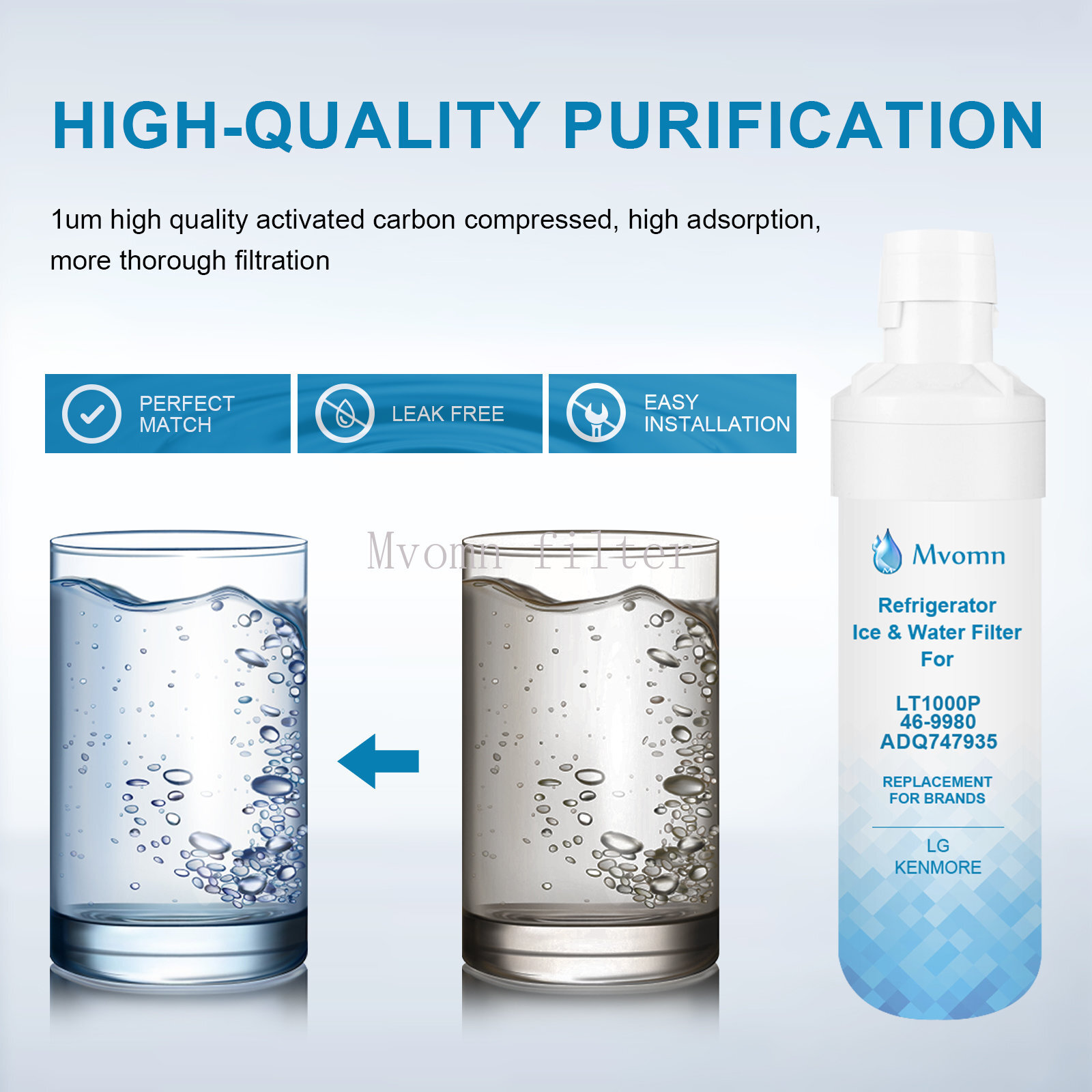 1~6 Packs Fits LG LT1000P/ADQ747935 GF-D706BSL Refrigerator Fresh Water Filter