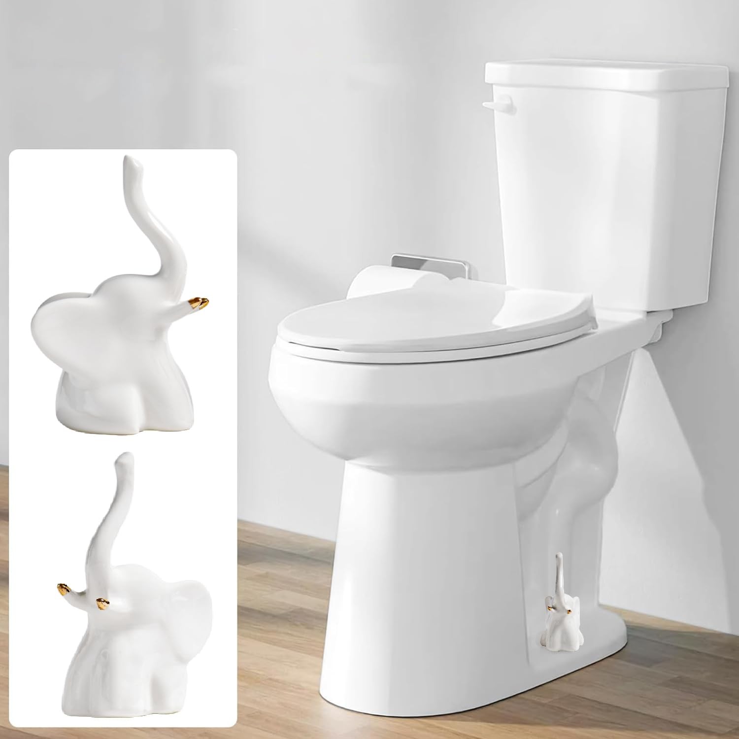 2Pcs White Elephant Toilet Bolt Covers Decorative, Christmas White Elephant G…
