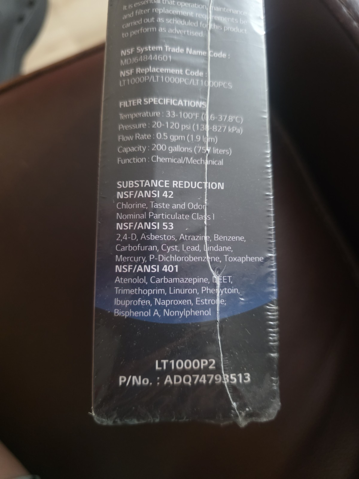 OEM LG LT1000P2 Water Filter Replacement Cartridge 2 Pack Sealed