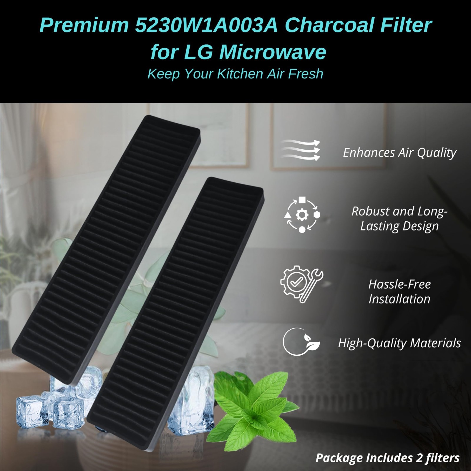 2 Pack Replacement Charcoal Filters for LG Microwaves – Compatible with Multiple