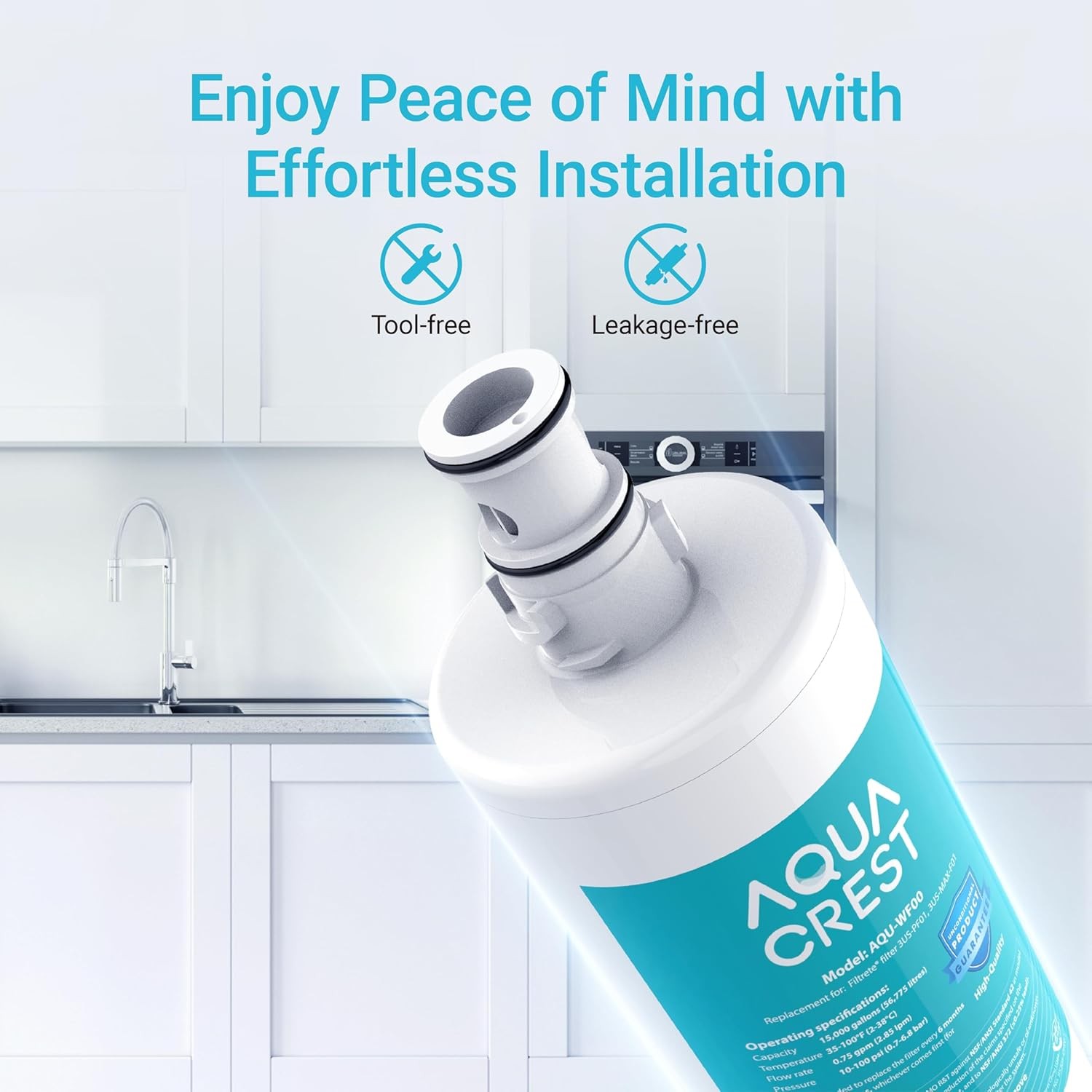 AQUA CREST Under Sink Water Filter, 3US-PF01,Replacement for 3US-MAX-F01H,(5)