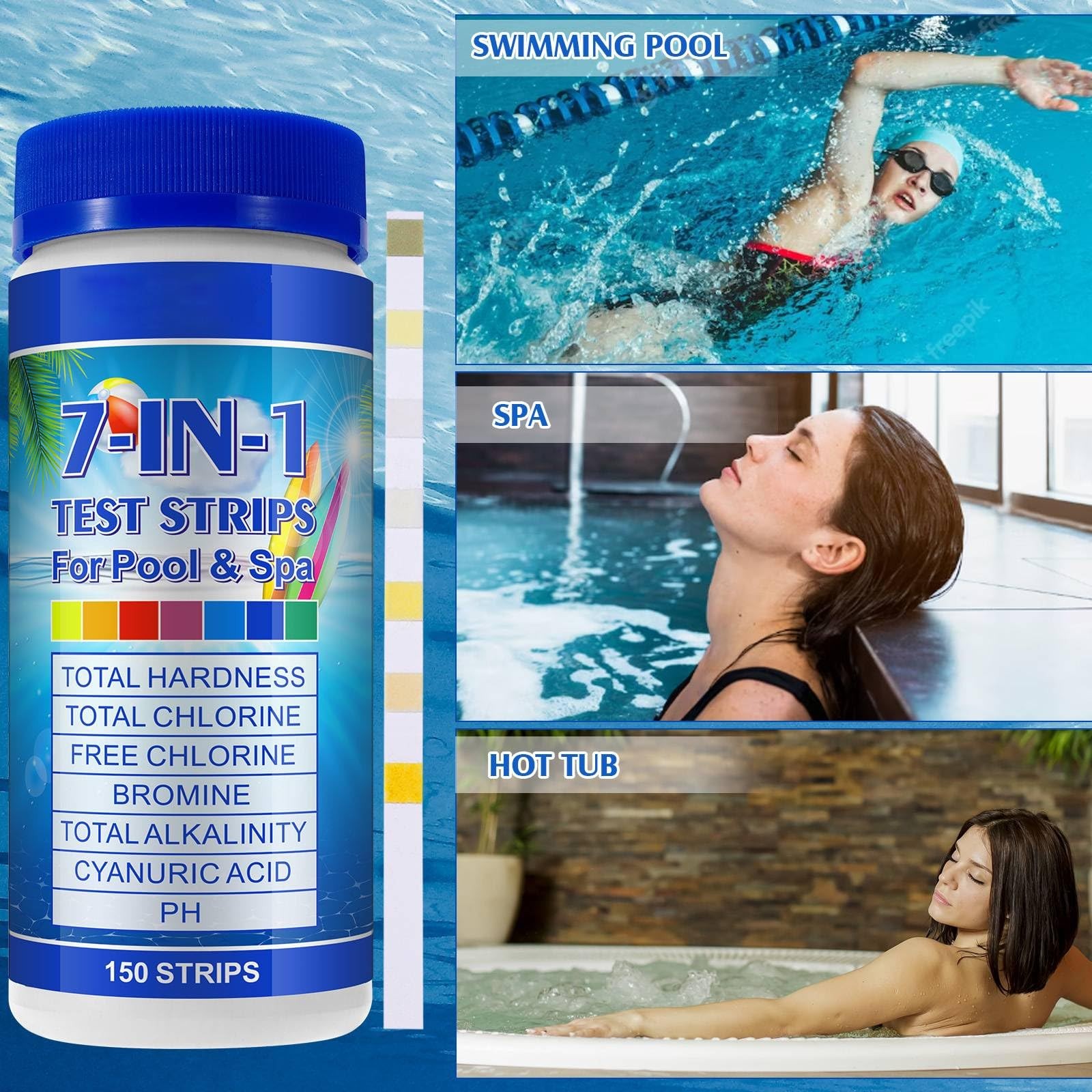 Pool Test Strips 7-in-1 (150Pcs)| Hot Tub for Swimming &…