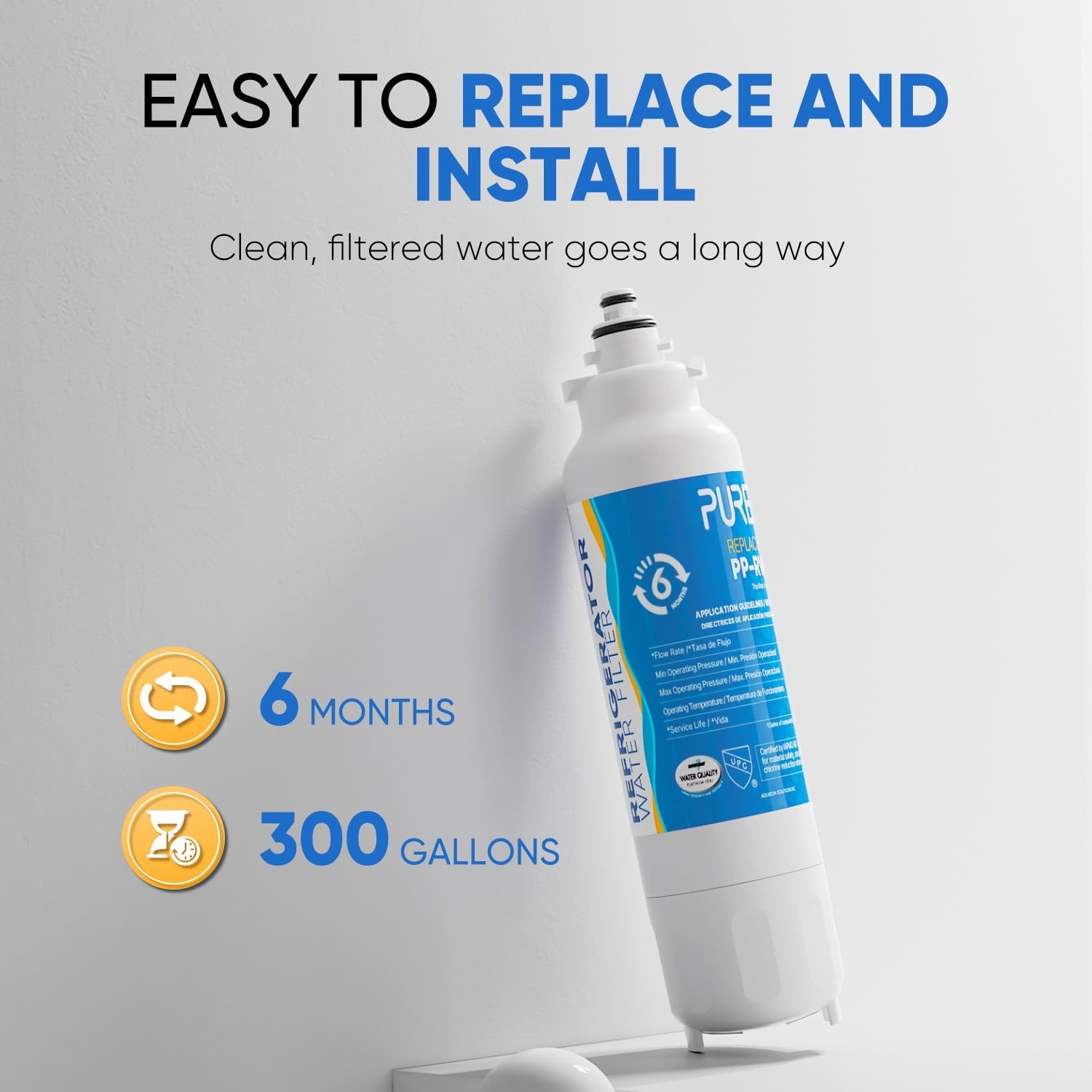 Refrigerator Water Filter & Air Filter Combo, Compatible with LG LT800P, ADQ7361