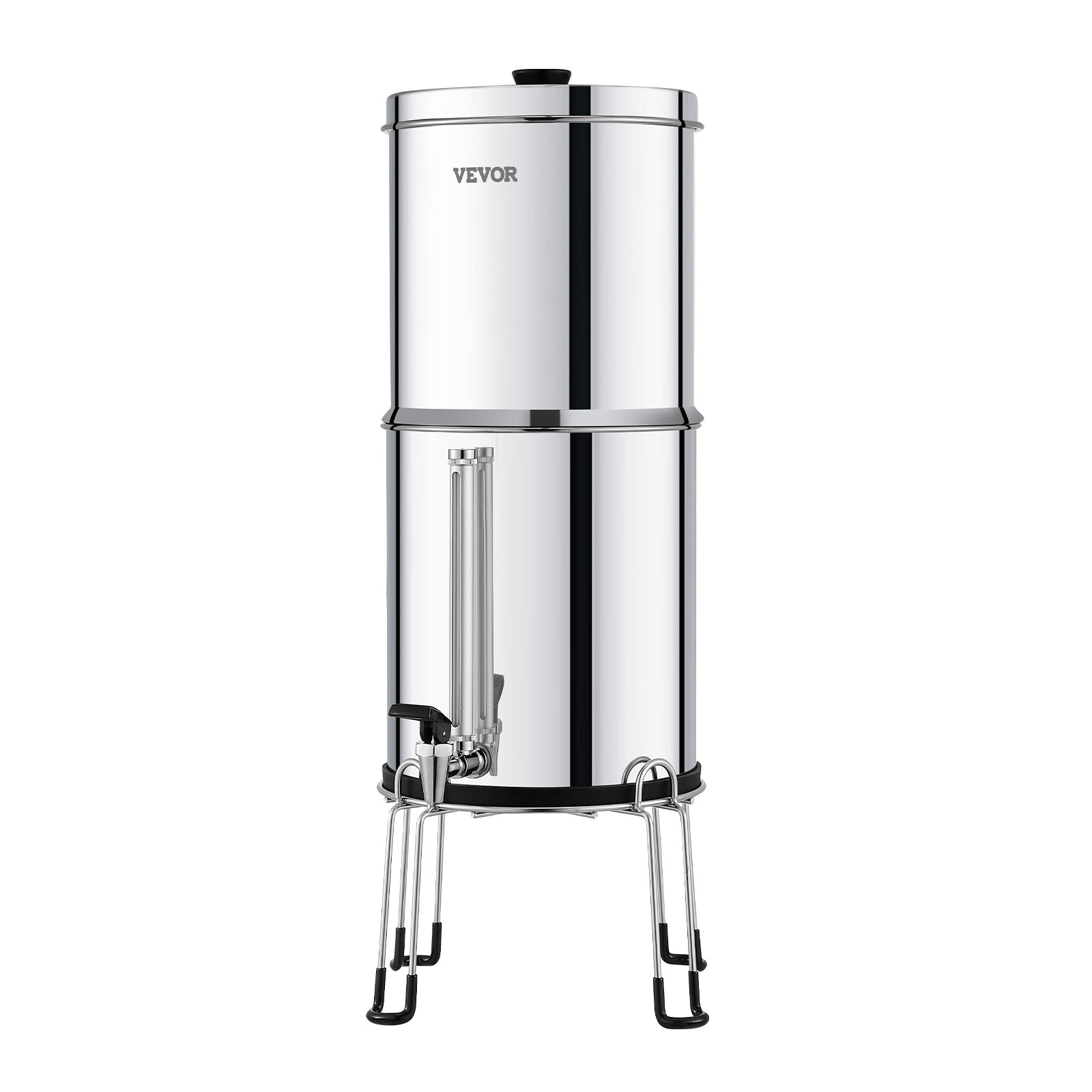 VEVOR 2.25G Gravity-fed Water Filter Countertop System Stainless Steel 4 Filters