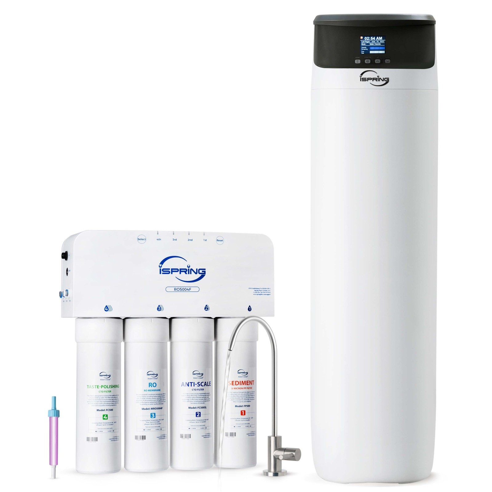 iSpring WCS50KG+RO5004F, Whole House Water Softener & Under Sink Reverse Osmosis