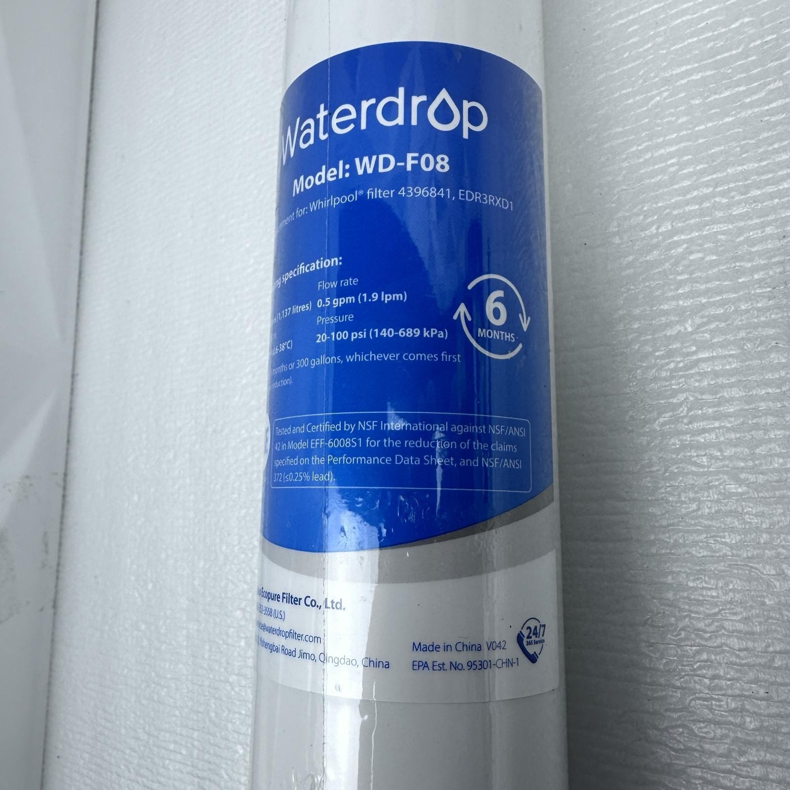 Waterdrop WD-F08 Replacement Water Filter Cartridge for Faucet Filtration System