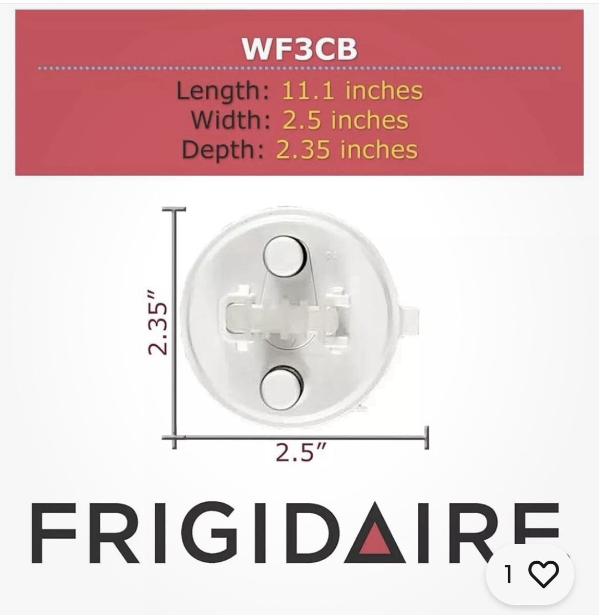Frigidaire WF3CB Water Filter for Frigidaire Refrigerator – White