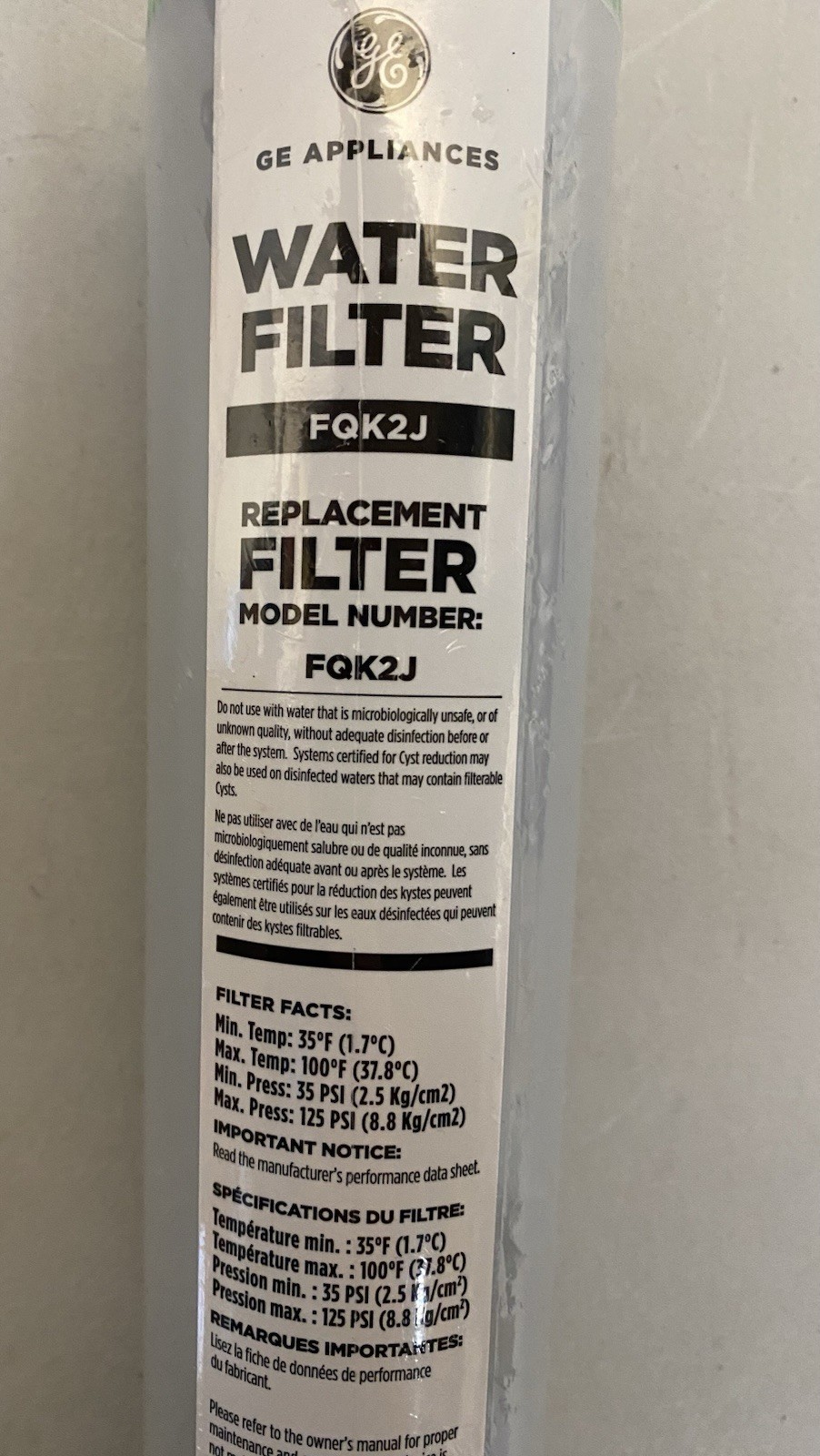 New GE Appliances Water Filter FQK2J
