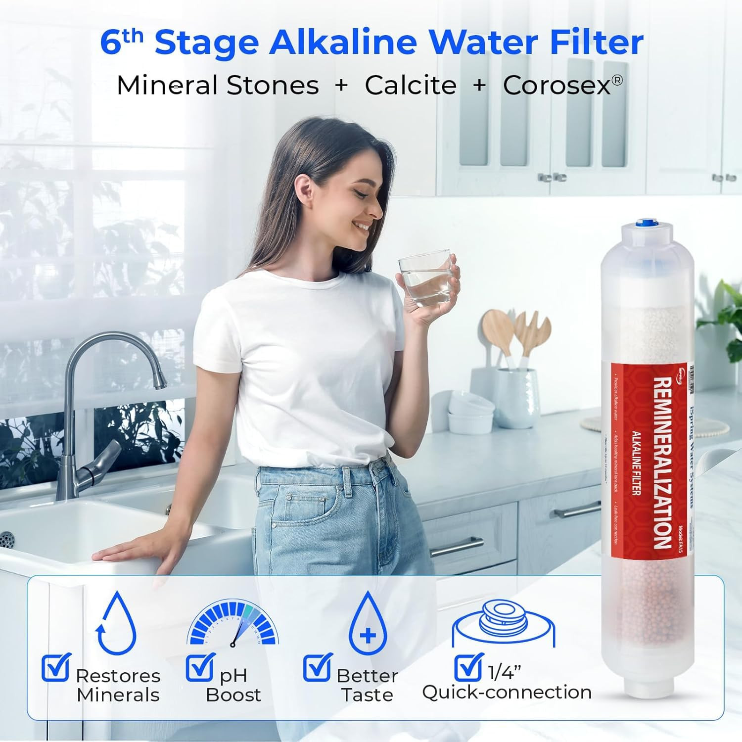 F9K NSF Certified 1-Year Reverse Osmosis Water Filter, Alkaline Remineralization