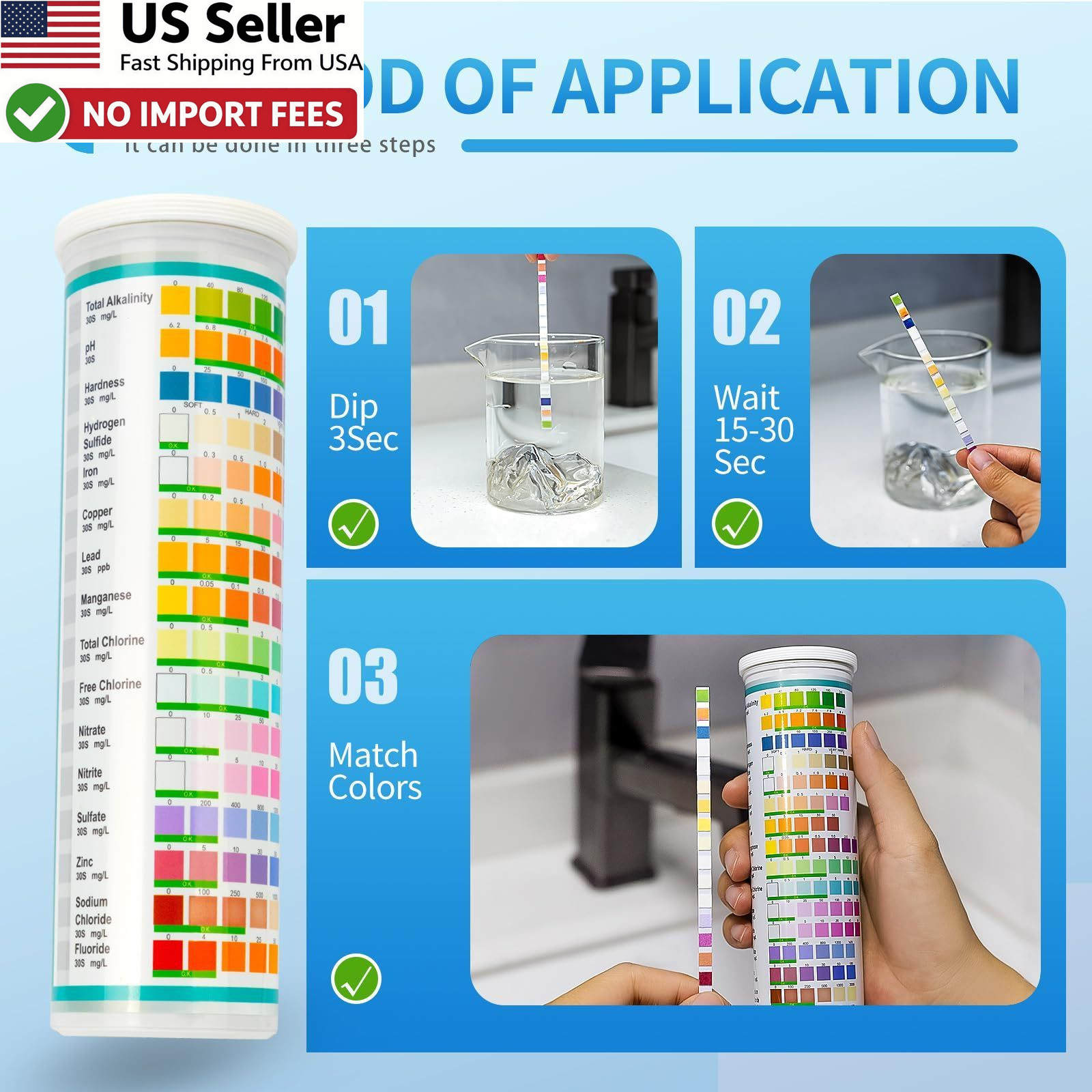 Accevo 20 in 1 Water Test Kit 125 Strips Lead Chlorine Hardness Iron FROM USA