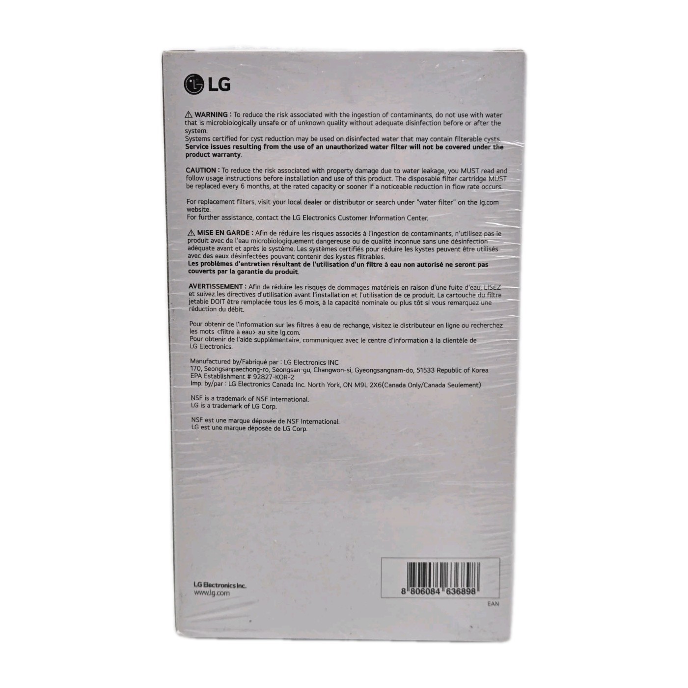 LG LT1000P2 6-Month / 200 Gallon Refrigerator Replacement Water Filter 2 Pack