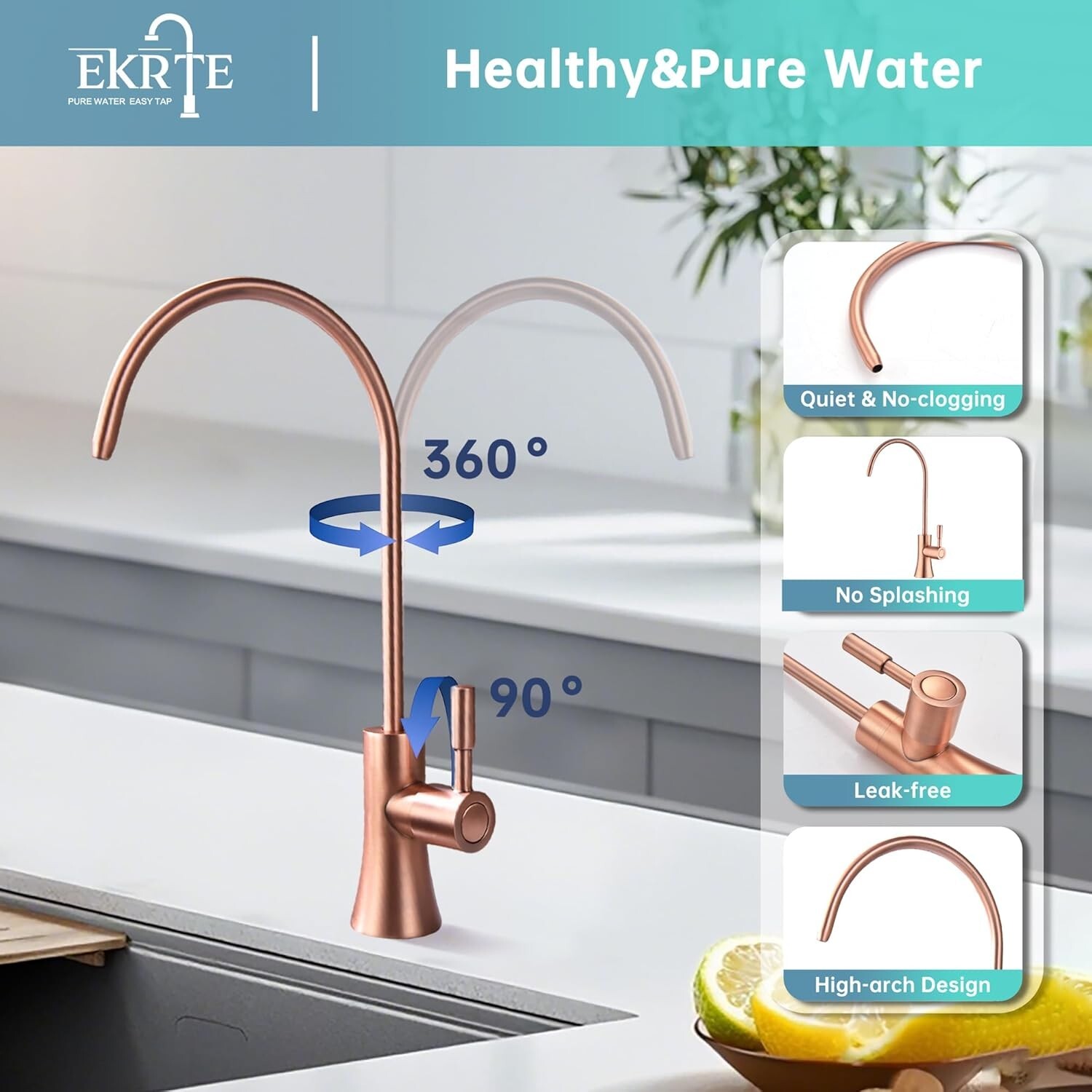 Rose Gold Copper Drinking Water Purifier Faucet – Elegant Kitchen Bar Fixture