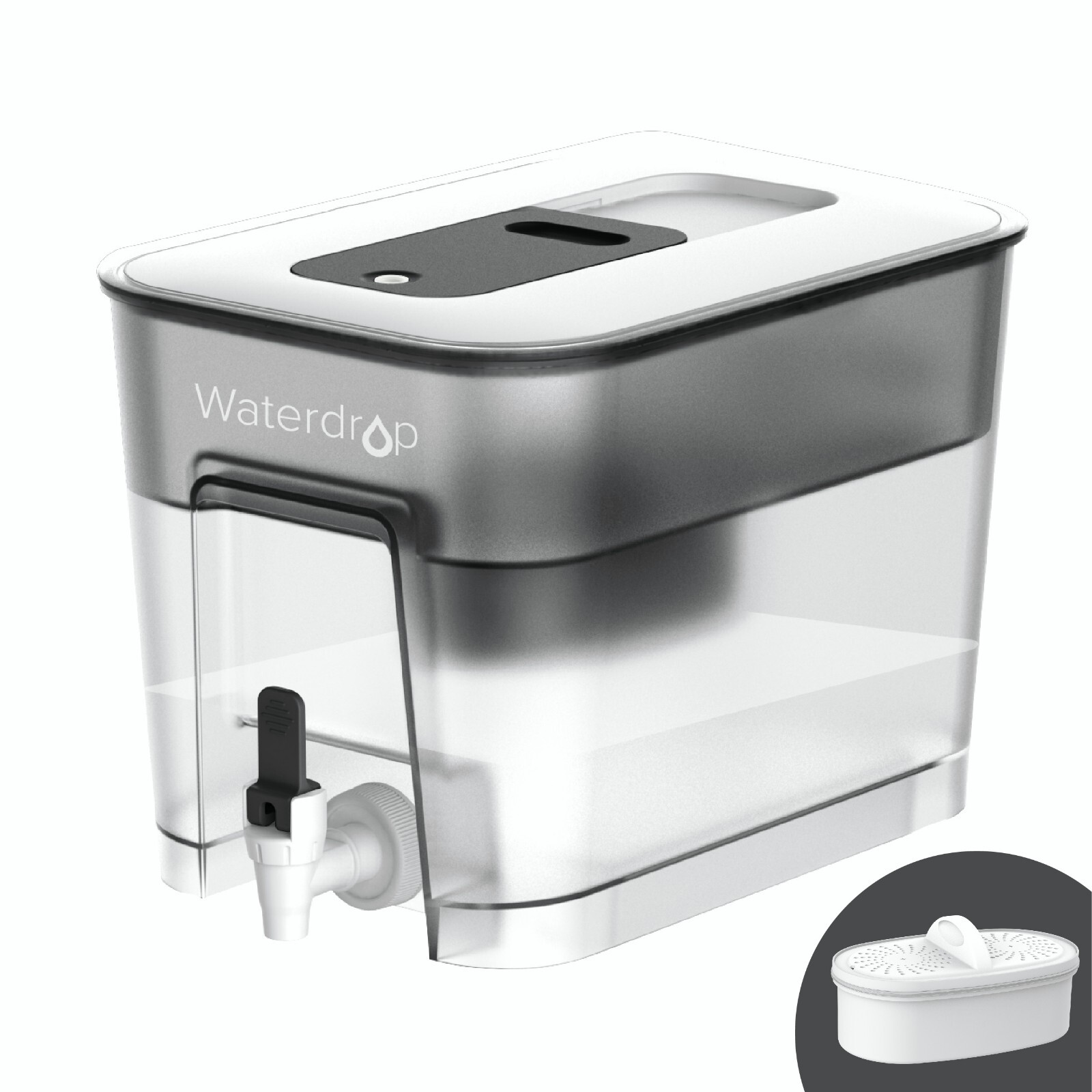 Waterdrop 20-Cup Water Filter Dispenser with 1 Filter, (200 gallons), Black
