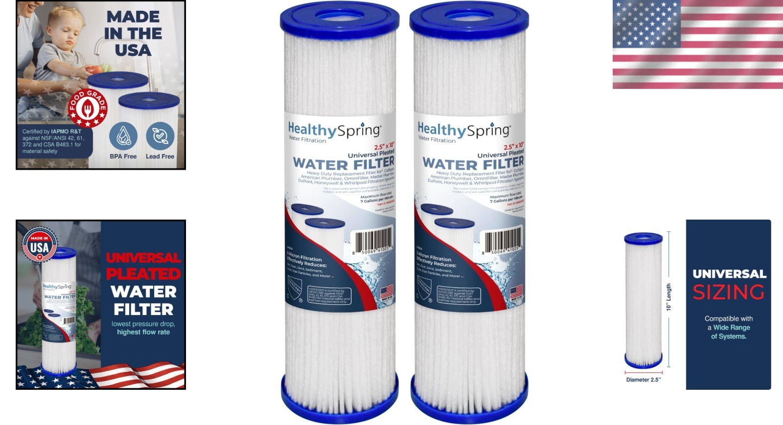 5 Micron Whole House Sediment Filter – 10×2.5 In, 2-Pack for Clean Water Flow