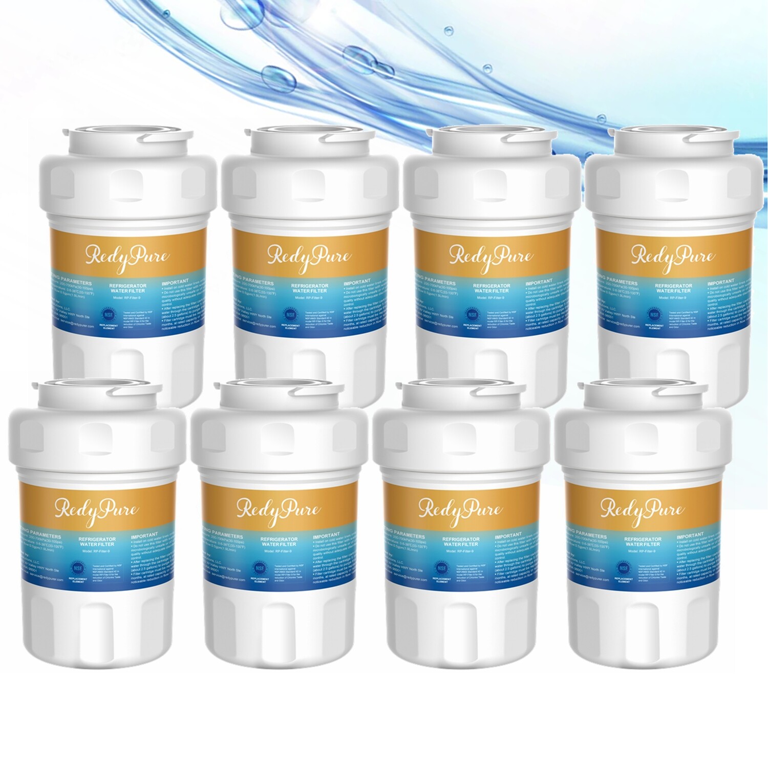 8 Pack Fit for GE MWF HWF SmartWater 469996 HDX FMG-1 Refrigerator Water Filter