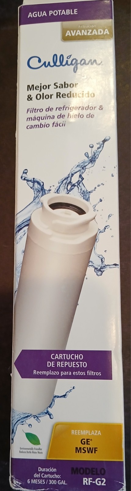Culligan Refrigerator Replacement Cartridge Filter RF-G2A Replaces Multiple GE