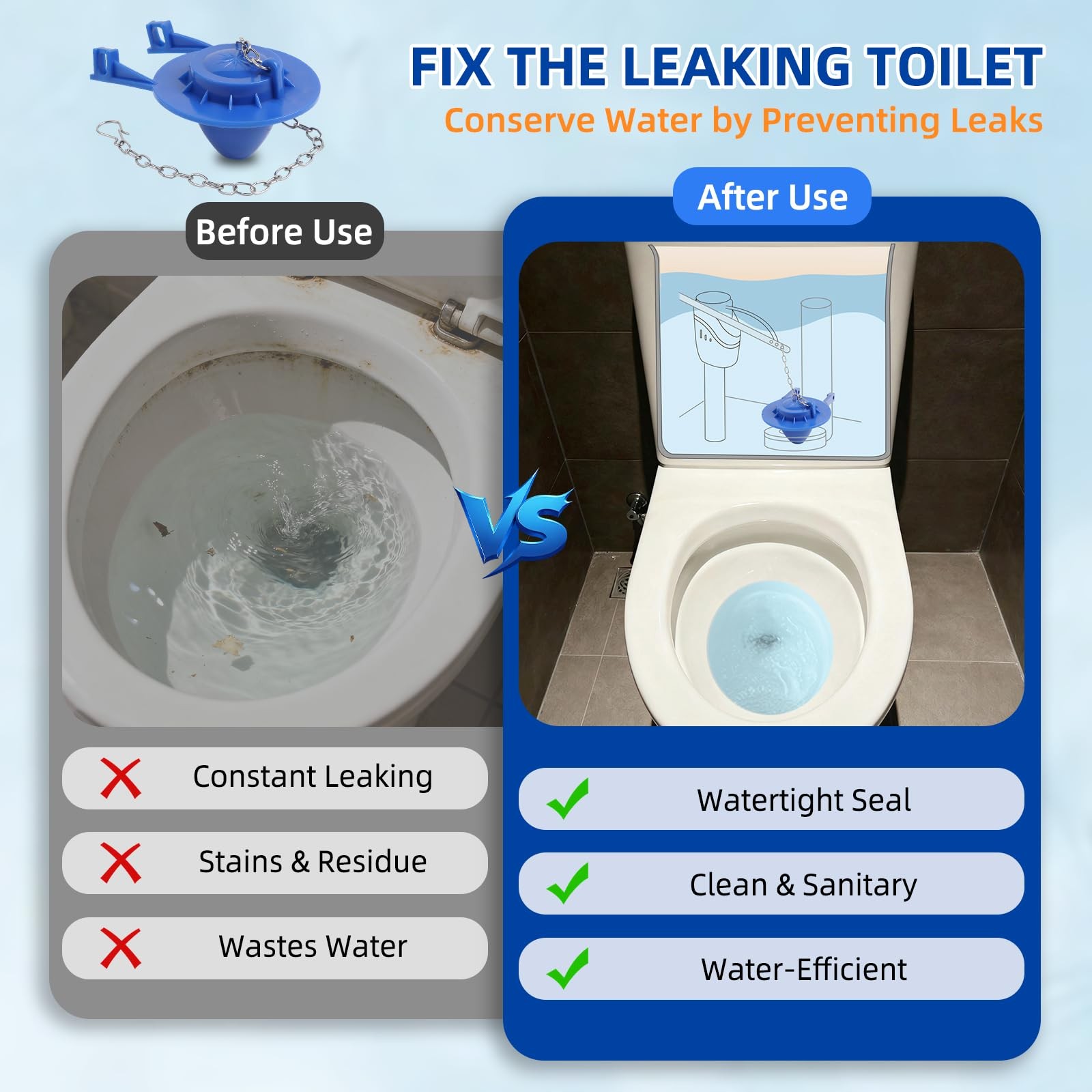 Universal 2 Inch Toilet Flapper Compatible with American Standard, Kohler, TO…
