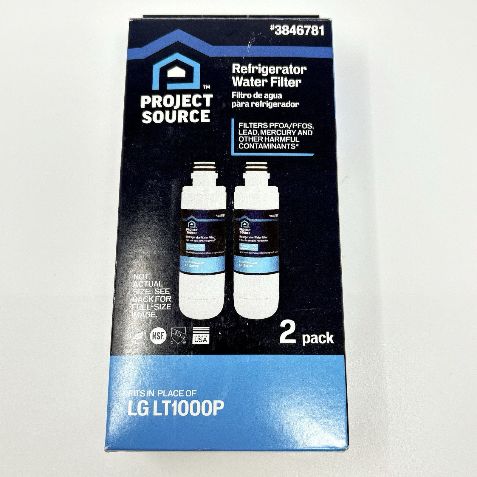 Project Source Refrigerator Water Filter L-5-2 Fits LG LT1000P 2-Pack 3846781
