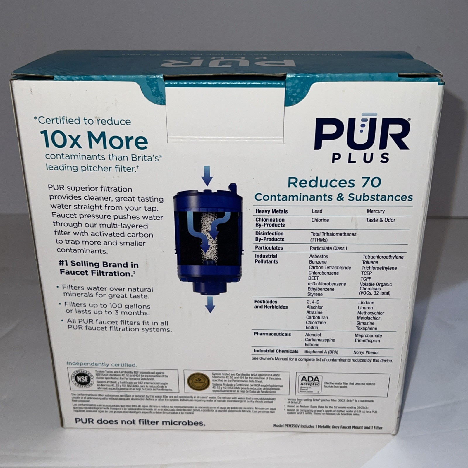 PUR PLUS Mineral Core Faucet Mt Water Filtration System Metallic Gray W/ Filter