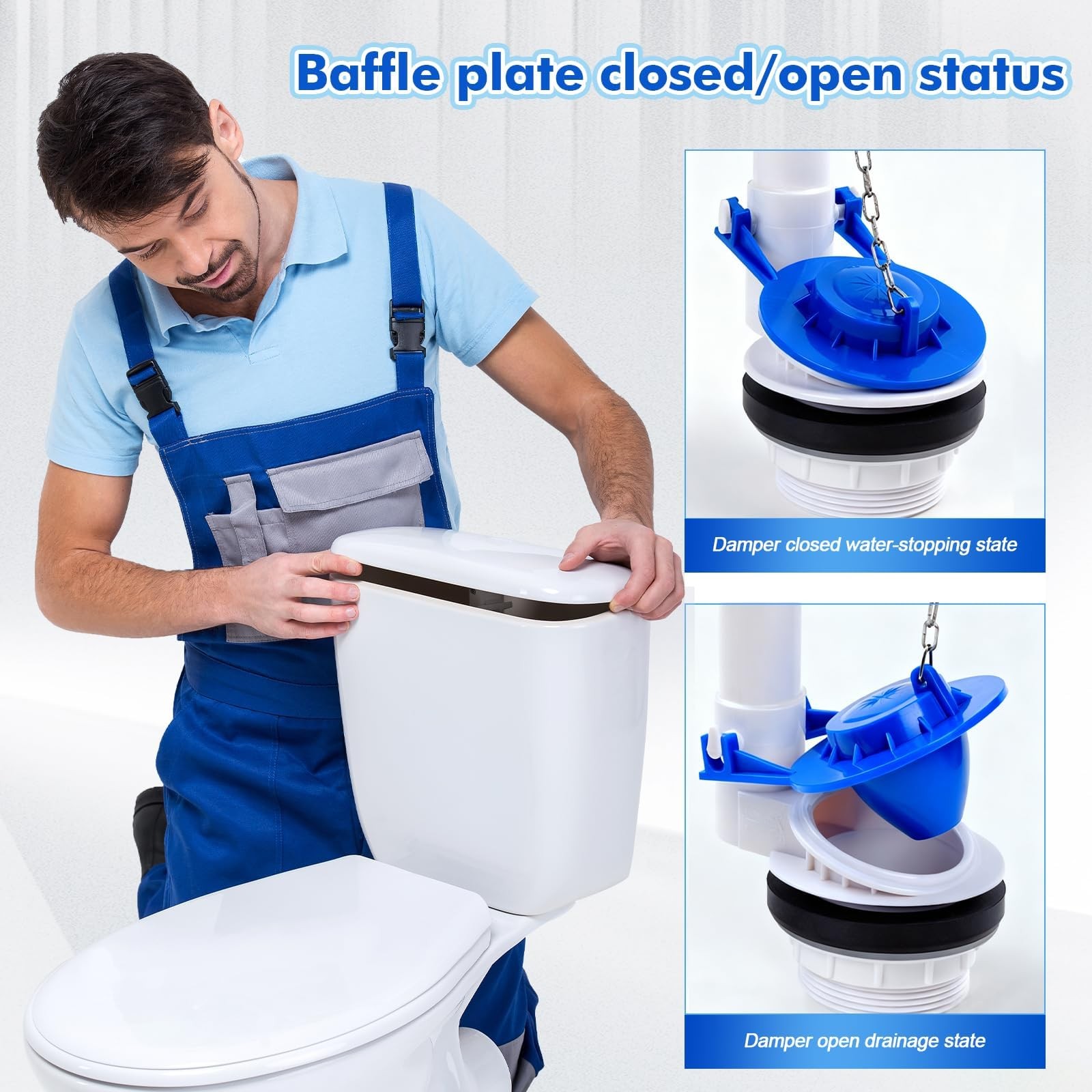 Toilet Flapper Replacement Kit – Universal 2 Inch Toilet Flapper with Stainle…