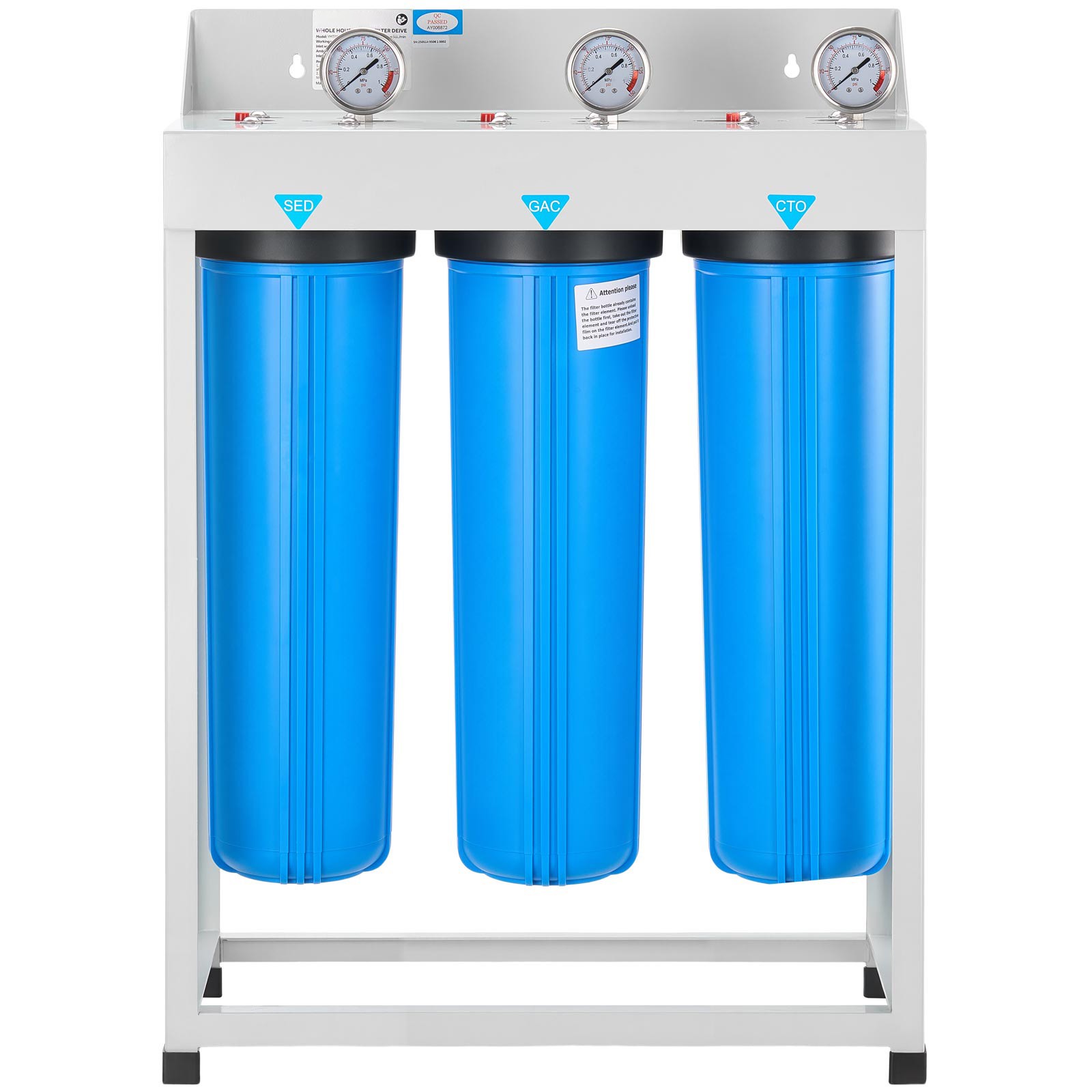 3-Stage Whole House Water Filter System 4.5″x20″ GAC Reduce Chlorine Odor