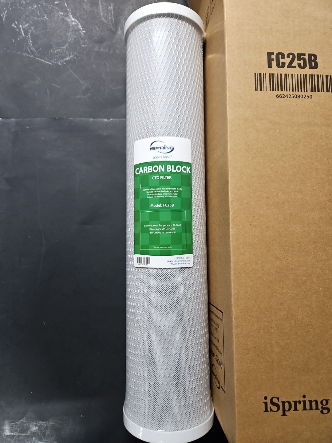 iSpring FC25B Whole House Water Filter, CTO Carbon 1 Count (Pack of 1), Gray