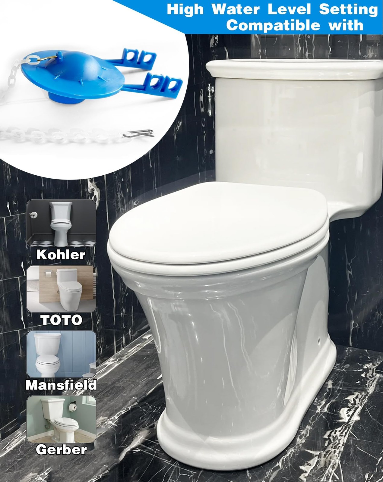 Toilet Flapper Replacement Kit – Universal 2 Inch Toilet Flapper with Stainle…