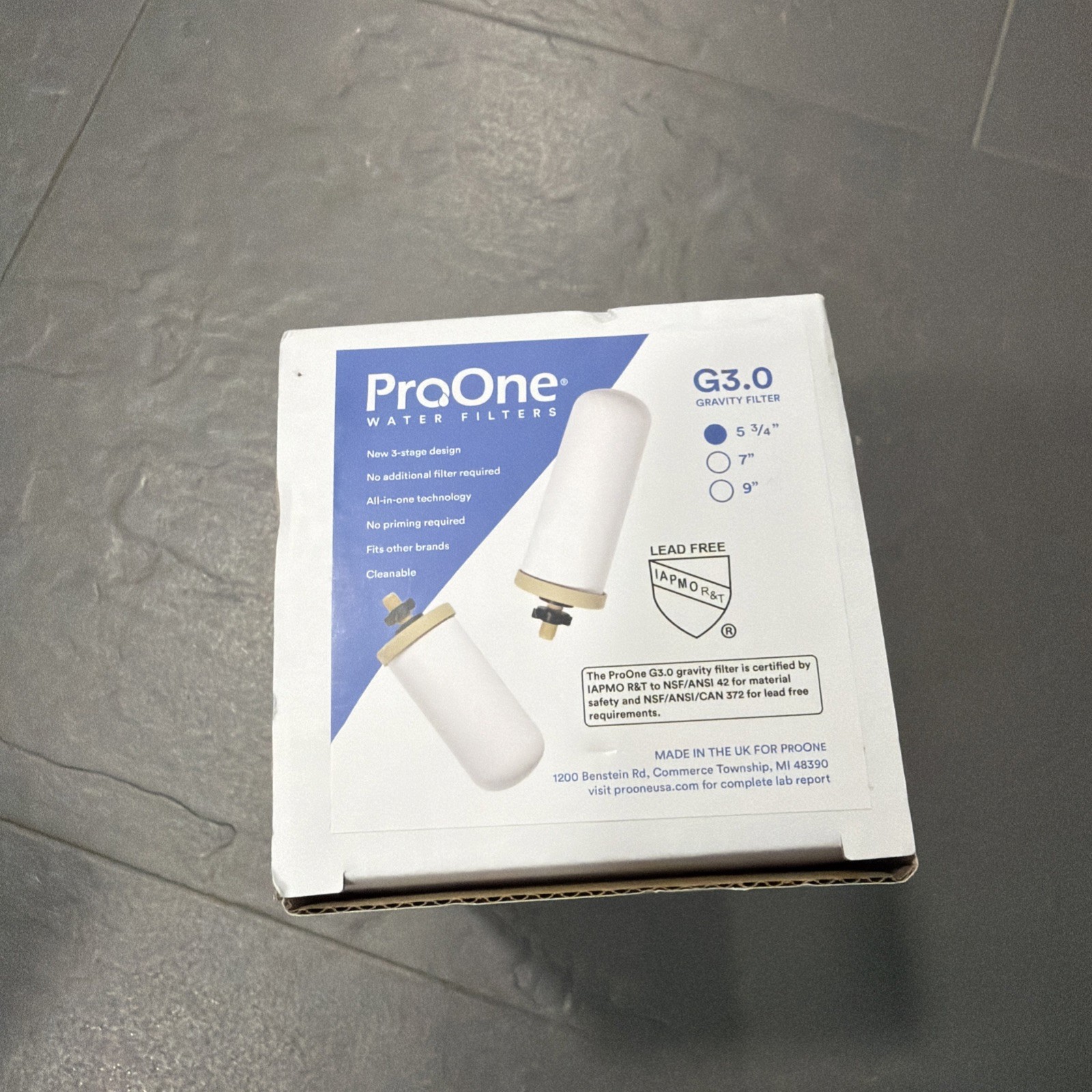 ProOne G-Series G3.0 5″ 3/4 Gravity Water Filter for Traveler+ & Big+ Systems