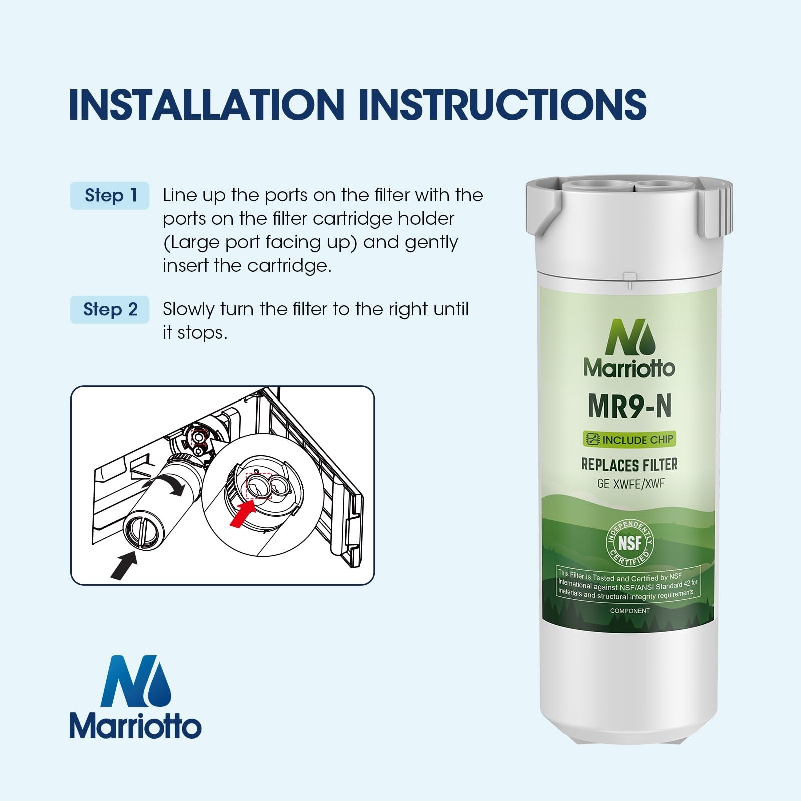 MARRIOTTO Water Filter Compatible with XWFE Builtin CHIP, Replacement for GE …