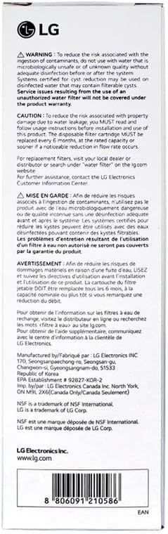 LG LT1000P Refrigerator Water Filter 1 Pack