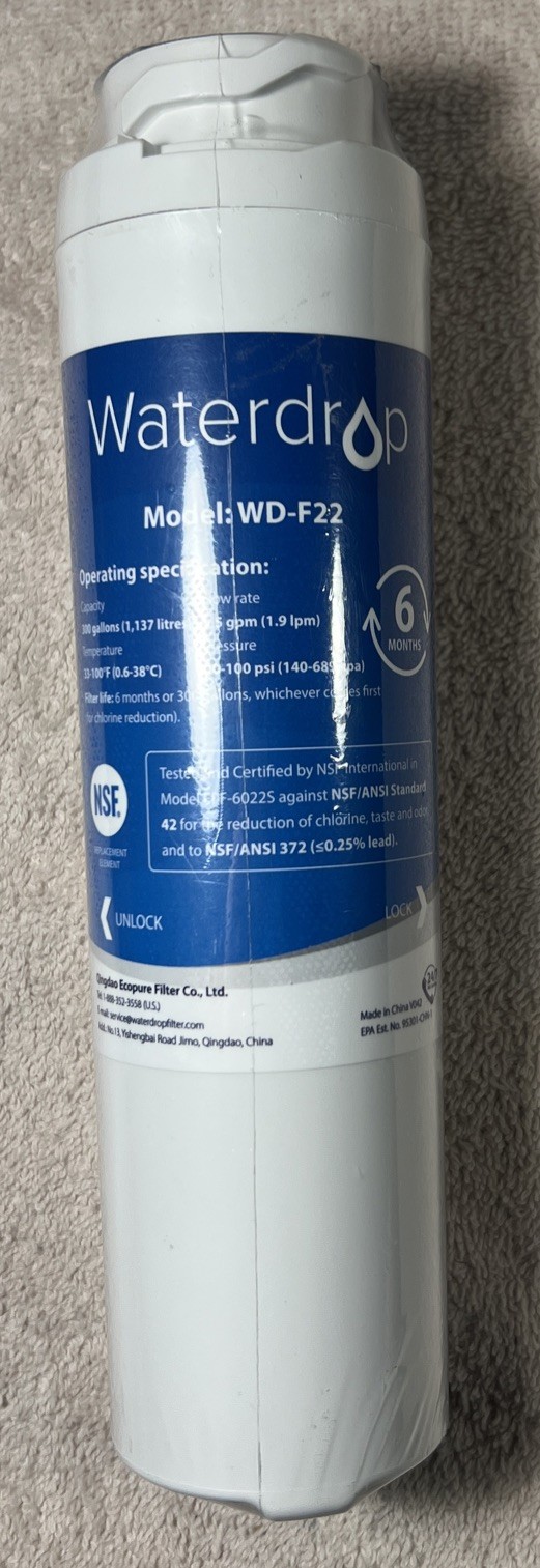 New Sealed Waterdrop WD-F22 Replacement For GE MSWF Refrigerator Water Filter