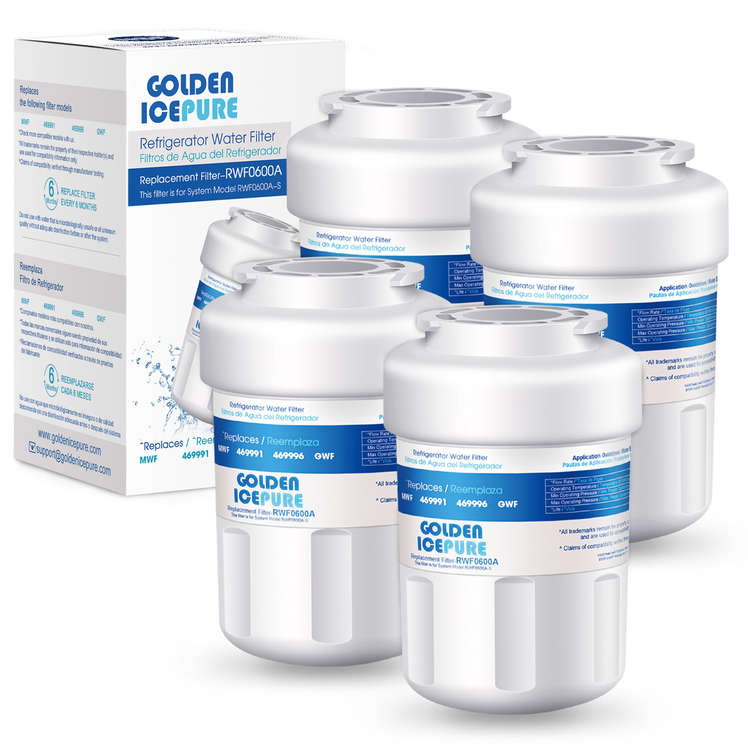 Fit For GE MWF GSS25GMHLCES GSS25GGHBCWW GSE25GSHBCSS Water Filter 4 Pack
