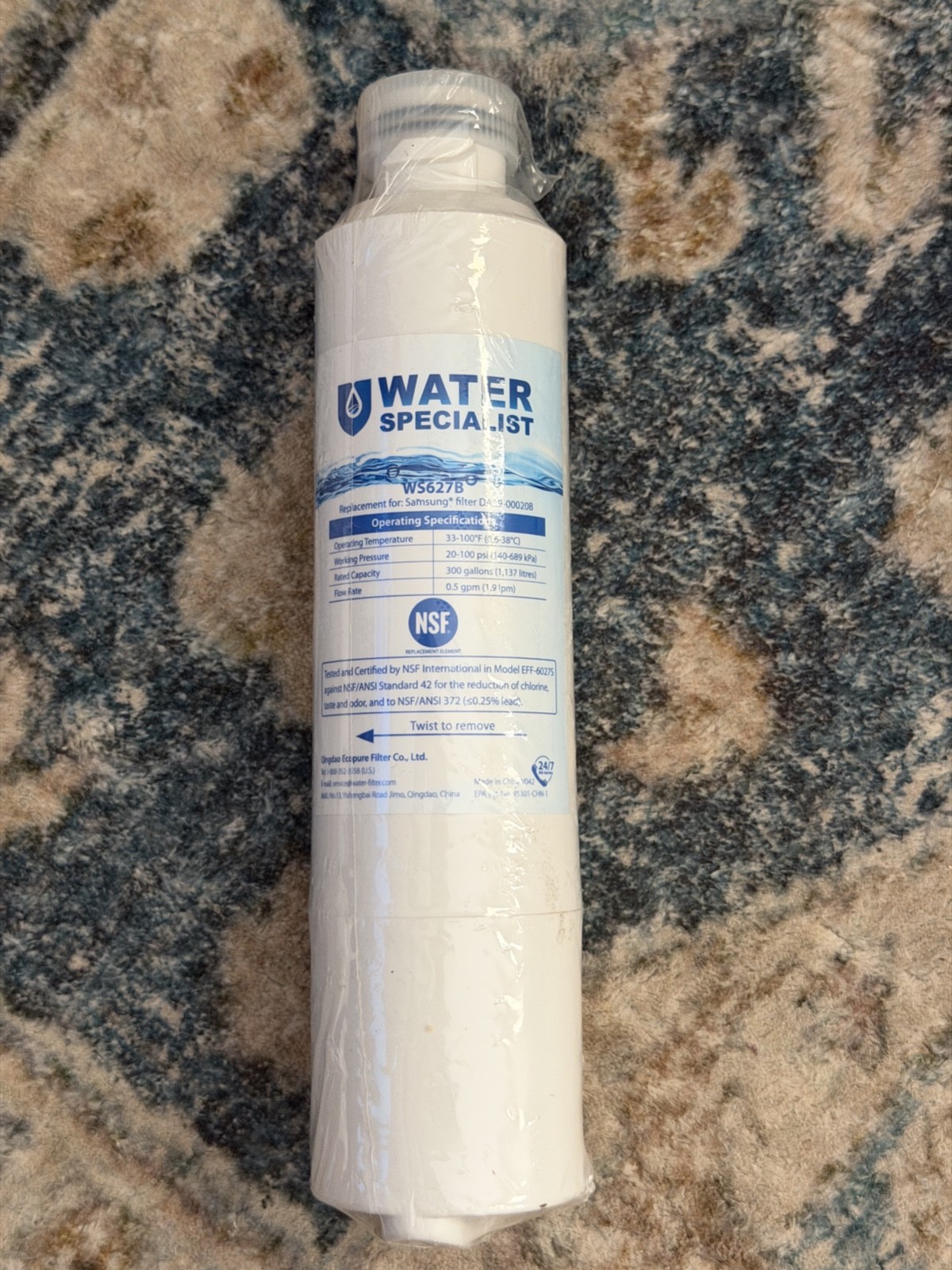 Water Specialist WS627B Water Filter Replacement For Samsung DA29-00020B New
