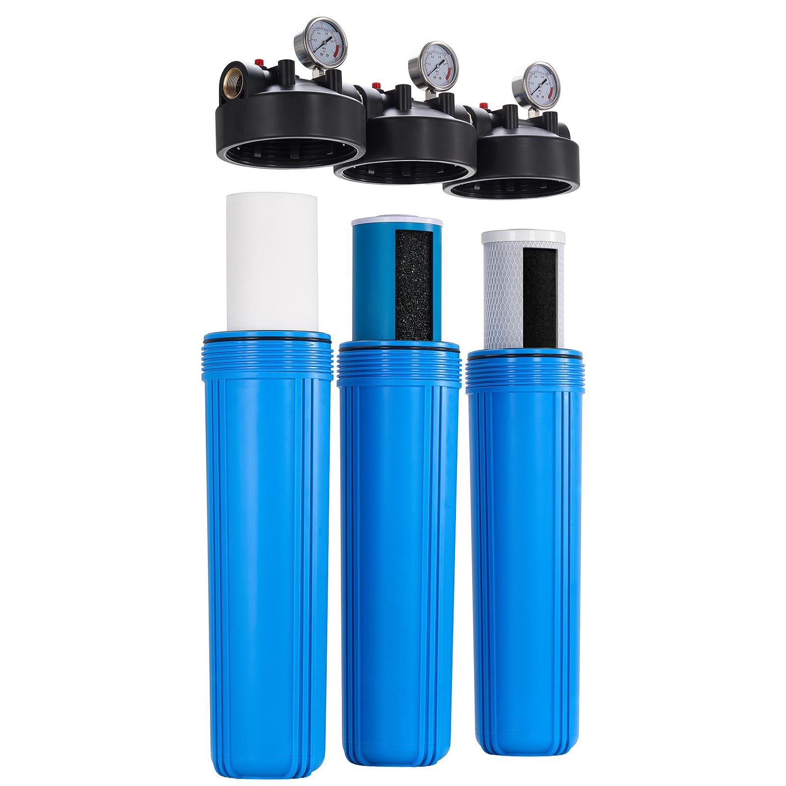 3-Stage Whole House Water Filter System 4.5″x20″ GAC Reduce Chlorine Odor