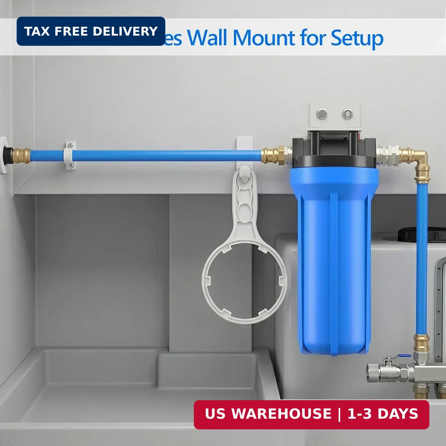 4-Layer RV Water Filter with Stand and 7,000 Gallons Capacity, 3/4″ GHT Metal Th