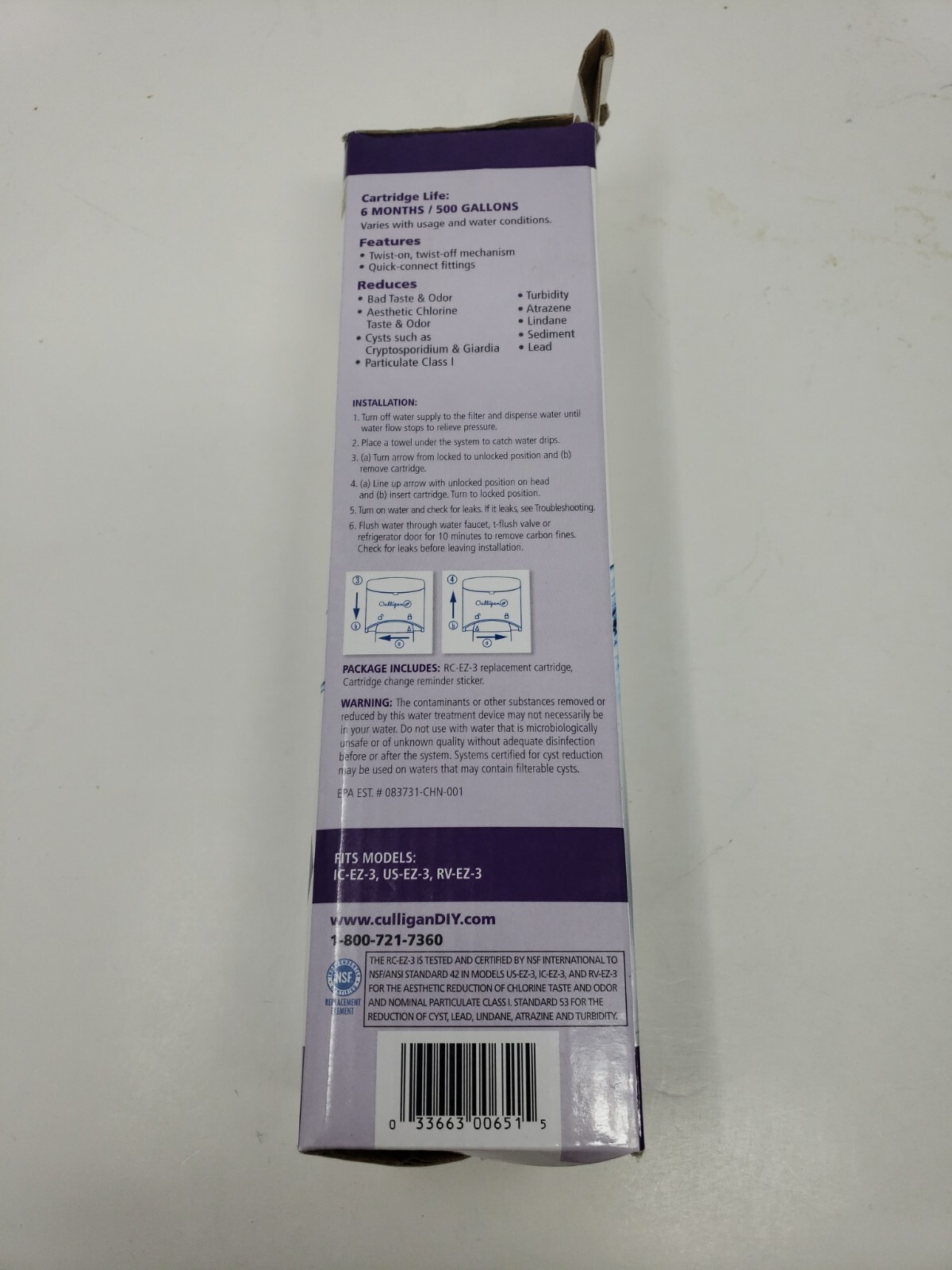 Culligan Replacement Cartridge RC-EZ-3 SEE DESCRIPTION