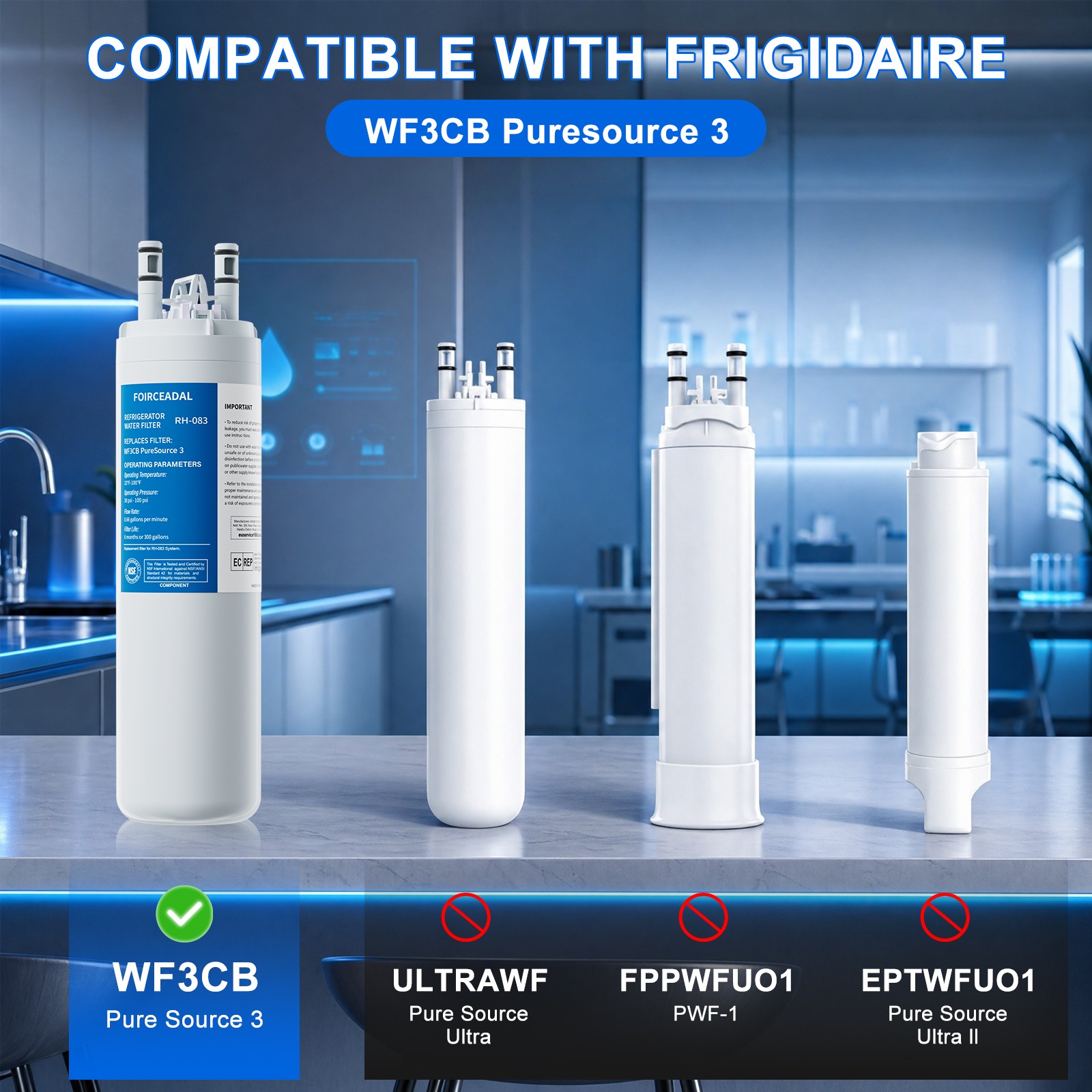 For Frigidaire WF3CB Refrigerator PureSource 3 Water & Ice Filter, NEW 2PCS
