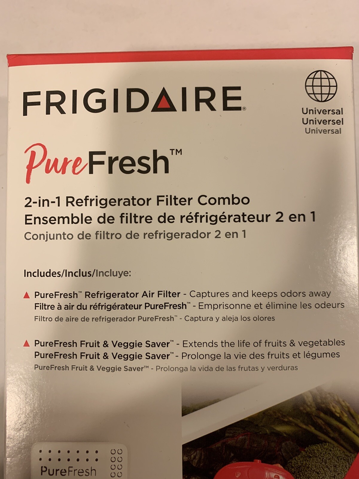 2 PACK FRIGIDAIRE Pure Fresh 2-in-1 Refrigerator Filter Combo+Fruit&Veggie Save