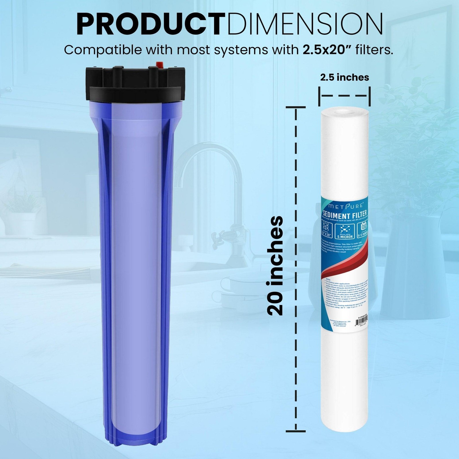 1 to 50 PACK 20″ x 2.5″ Whole House Sediment Water Filter Cartridges 5 Micron PP