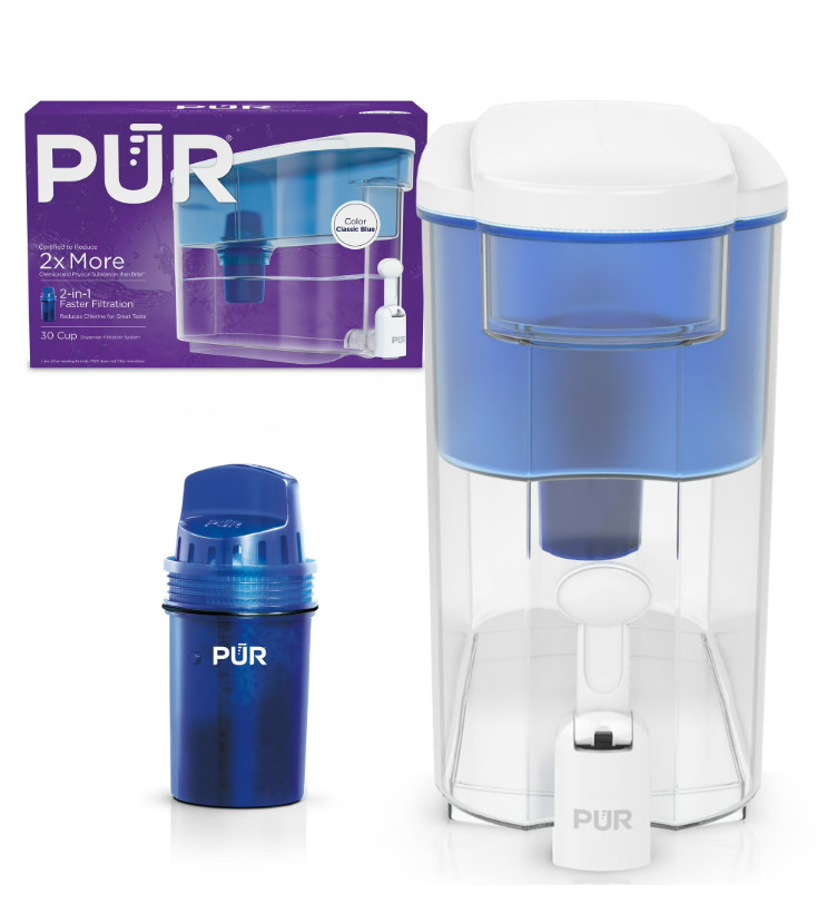 PUR 30 Cup Water Filtration Dispenser DS1800Z Blue White 1 Filter