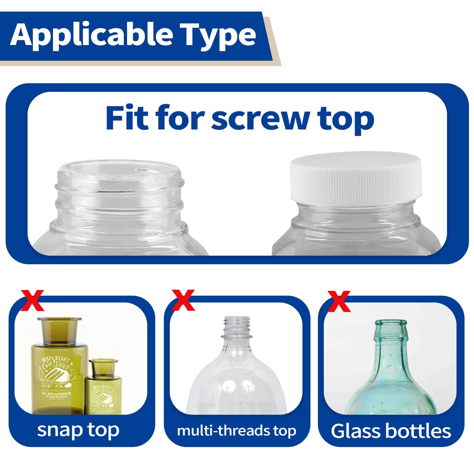 Bonsicoky 53mm Water Bottle Caps 3-Pack Screw Top 3-5 Gallon Jug FROM USA