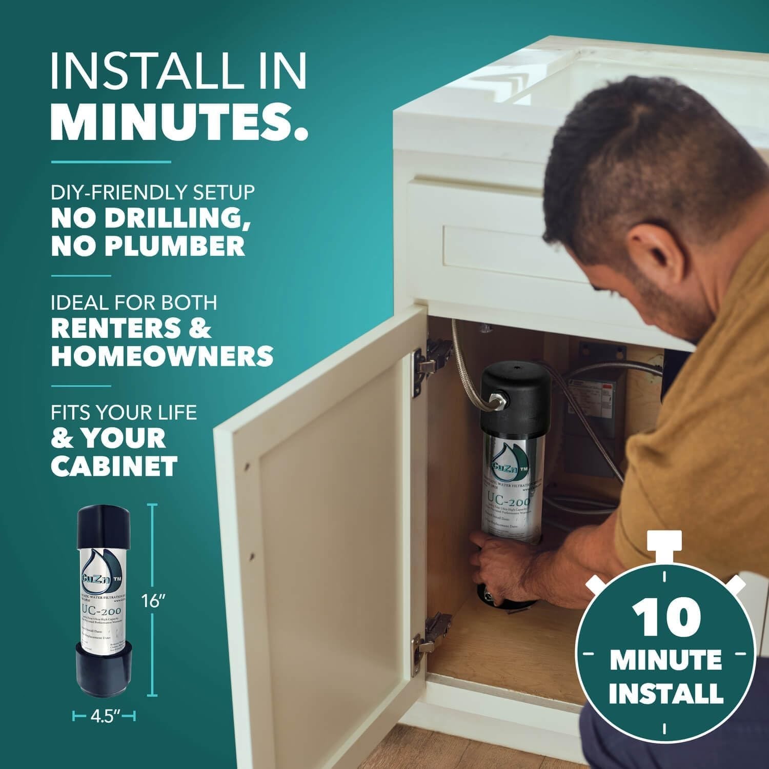 Under Sink Water Filter for Sink Faucet, 5 Year Filter Life, NSF/ANSI 42 & 372 C