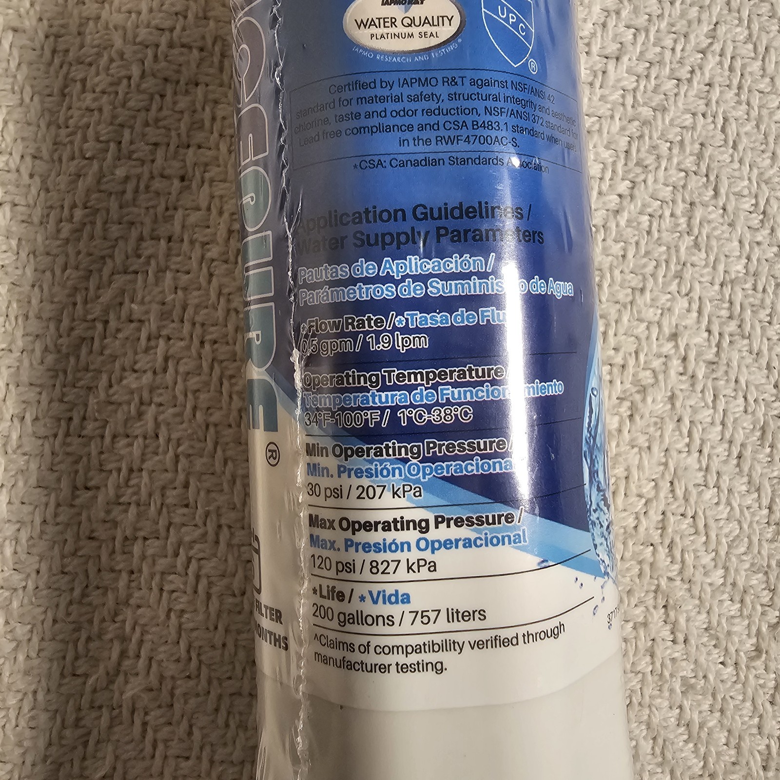 New Icepure Replacement Refrigerator Water Filter Model RWF4700AC-s