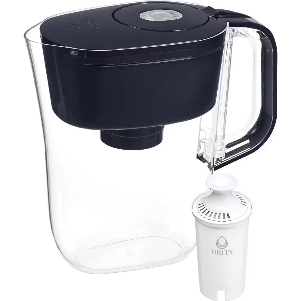 Denali 6 -Cup Small Water Filter Pitcher in Black with 1-Standard Filter, BPA Fr