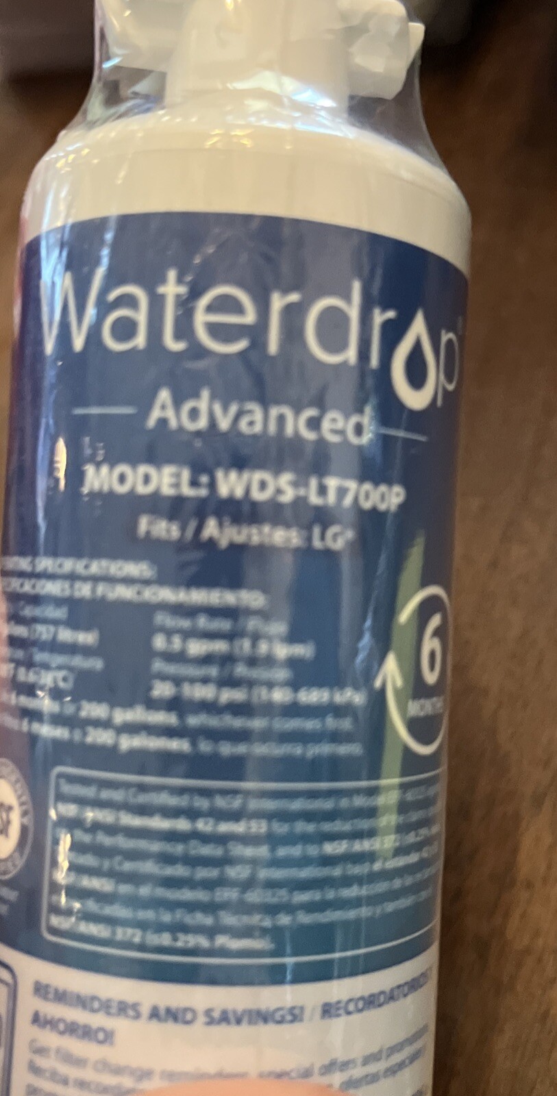 Waterdrop Advanced WDS-LT700P Water Filter fits LT700P NEW SEALED No Box