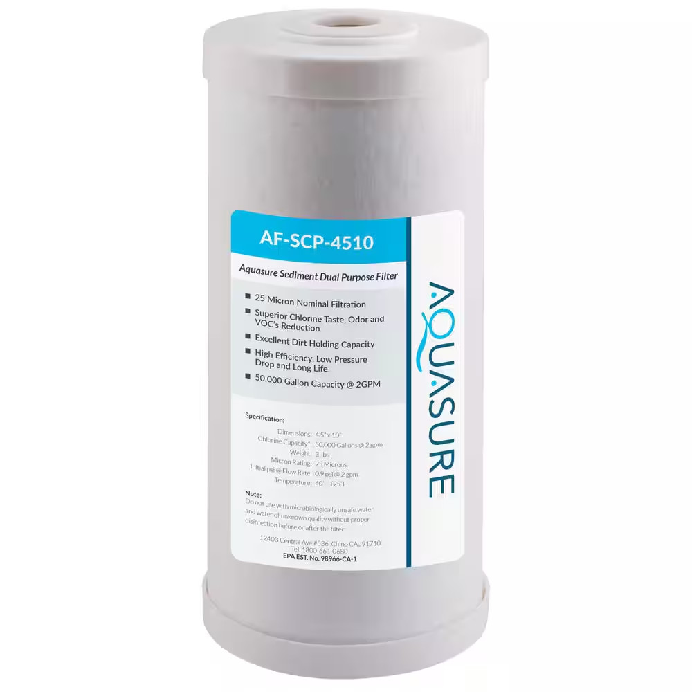 Fortitude 25-Micron Sediment Carbon Dual Purpose Whole House Water Filter 10 In.