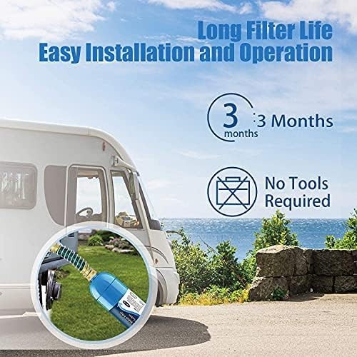 4 Packs of RV Inline/Marine Water Filter With Flexible Hose Protector, NSF Certi